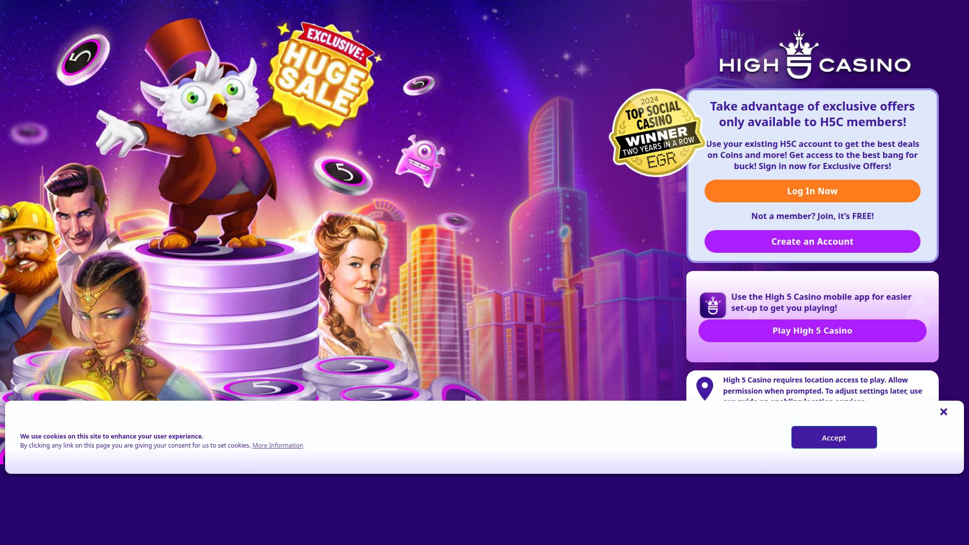 High 5 Casino website
